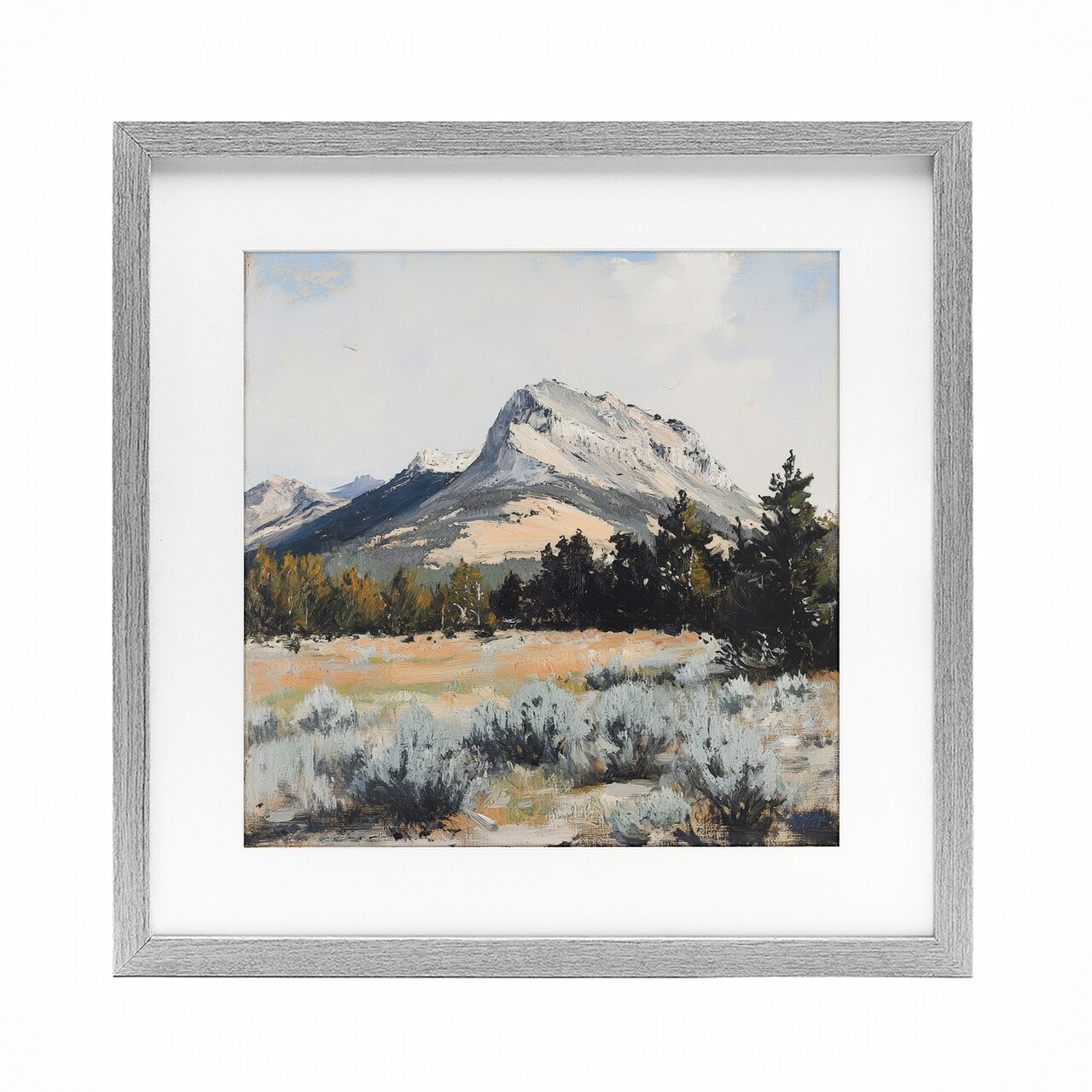 Stupell Industries Desert Mountains and Forest Landscape Framed Print Under Glass, design by Petal Prints Design